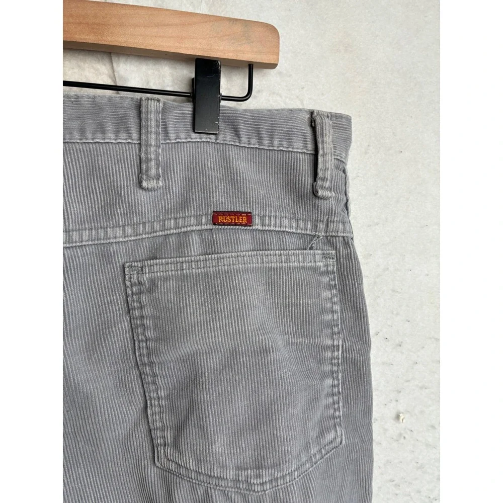 Vintage Rustler Mens Corduroy Pants Gray Regular Fit 89661SM USA Made 38x32
